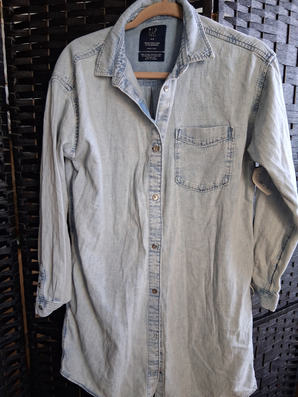 Light Wash Denim Button-Up Shirt Dress